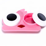 étui oiseau rose pour lentilles de couleur
